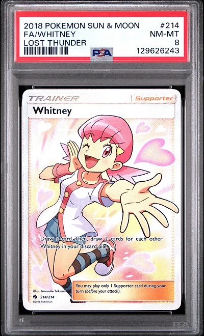 2018 Pokemon Sun & Moon Lost Thunder 214 Full Art/whitney PSA