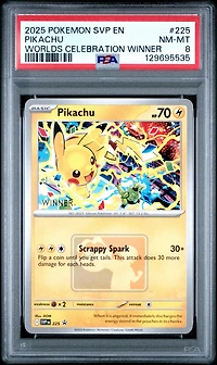 2025 Pokemon Svp En-sv Black Star Promo 225 Pikachu Worlds Celebration Tournament Winner PSA 8