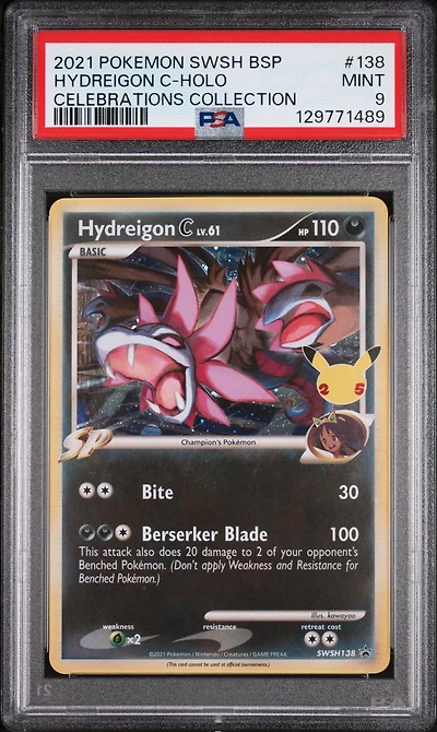 2021 Pokemon Swsh Black Star Promo 138 Hydreigon C-holo Celebrations Collection PSA 9