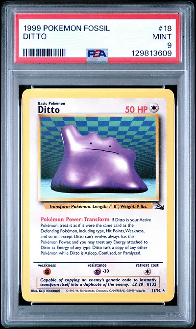 1999 Pokemon Fossil 18 Ditto PSA
