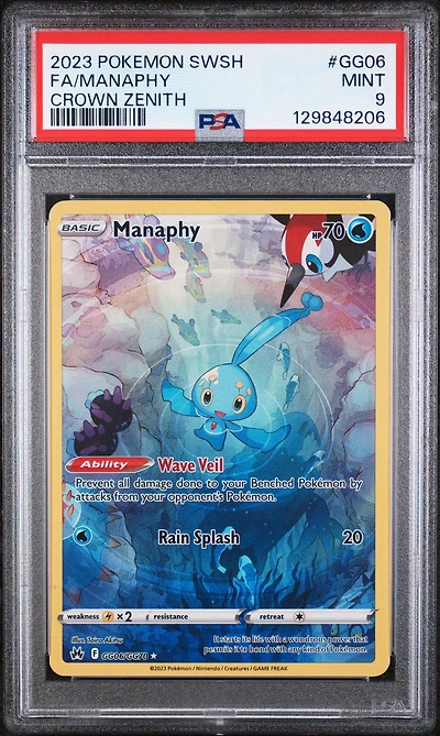 2023 Pokemon Sword And Shield Crown Zenith Gg06 Full Art/manaphy PSA 9