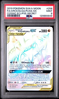 2019 Pokemon Sun & Moon Cosmic Eclipse 258 Full Art/arceus & Dialga & Palkia Gx Secret PSA