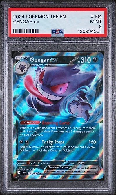 2024 Pokemon Tef En-temporal Forces 104 Gengar Ex PSA 9