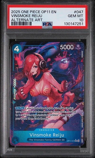 2025 One Piece Op11-a Fist Of Divine Speed 047 Vinsmoke Reiju Alternate Art PSA 10