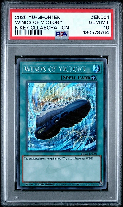 2025 Yu-gi-oh! Nike Collaboration En001 Winds Of Victory PSA 10