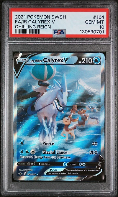 2021 Pokemon Sword & Shield Chilling Reign 164 Full Art/ice Rider Calyrex V PSA 10