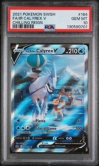 2021 Pokemon Sword & Shield Chilling Reign 164 Full Art/ice Rider Calyrex V PSA 10