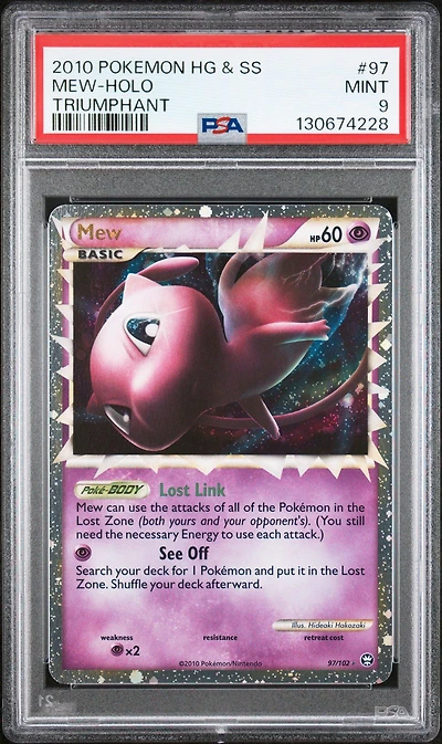 2010 Pokemon Heartgold & Soulsilver Triumphant 97 Mew-holo PSA 9