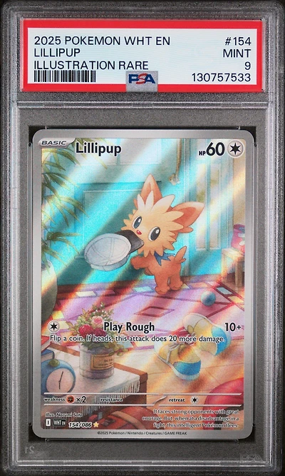 2025 Pokemon Wht En-white Flare 154 Lillipup Illustration Rare PSA 9