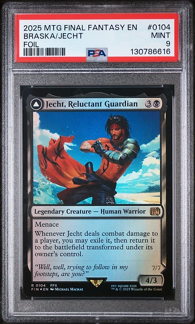 2025 Magic The Gathering Final Fantasy 0104 Braska's Final Aeon/jecht, Reluctant Guardian Foil PSA 9