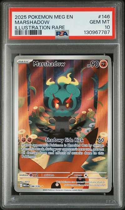 2025 Pokemon Meg En-mega Evolution 146 Marshadow Illustration Rare PSA
