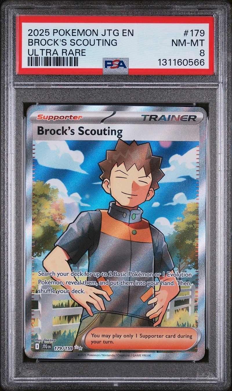 2025 Pokemon Jtg En-journey Together 179 Brock's Scouting Ultra Rare PSA 8