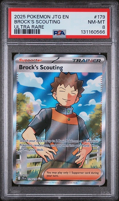 2025 Pokemon Jtg En-journey Together 179 Brock's Scouting Ultra Rare PSA 8