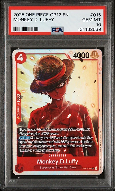 2025 One Piece Op12-legacy Of The Master 015 Monkey D. Luffy PSA 10