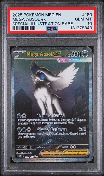 2025 Pokemon Meg En-mega Evolution 180 Mega Absol Ex Special Illustration Rare PSA