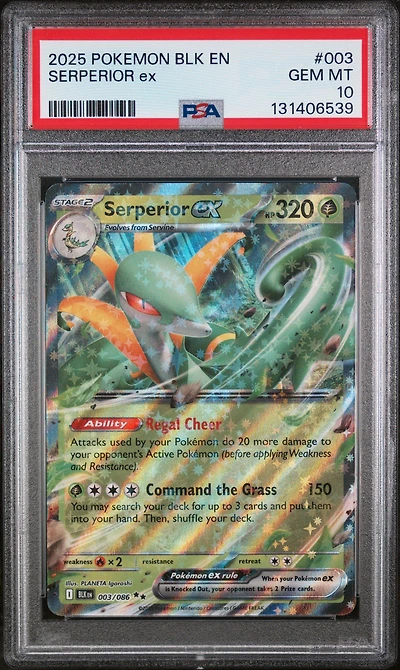 2025 Pokemon Blk En-black Bolt 003 Serperior Ex PSA