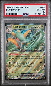 2025 Pokemon Blk En-black Bolt 003 Serperior Ex PSA