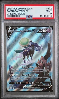 2021 Pokemon Sword & Shield Chilling Reign 172 Full Art/shadow Rider Calyrex V PSA 9