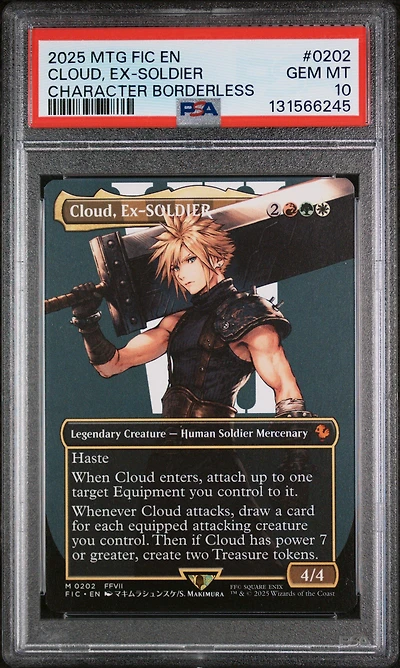 2025 Magic The Gathering Final Fantasy Commander 0202 Cloud, Ex-soldier Character Borderless PSA 10