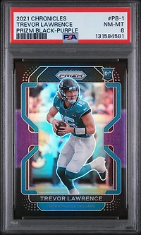 2021 Panini Chronicles Prizm Black Pb-1 Trevor Lawrence Purple PSA 8