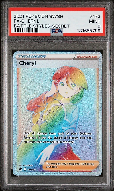 2021 Pokemon Sword & Shield Battle Styles 173 Full Art/cheryl Secret PSA 9