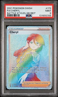 2021 Pokemon Sword & Shield Battle Styles 173 Full Art/cheryl Secret PSA 9