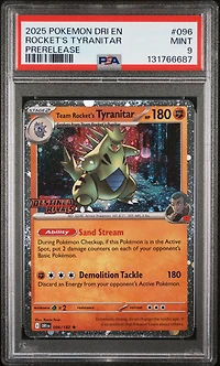 2025 Pokemon Dri En-destined Rivals 096 Team Rocket's Tyranitar Prerelease PSA 9