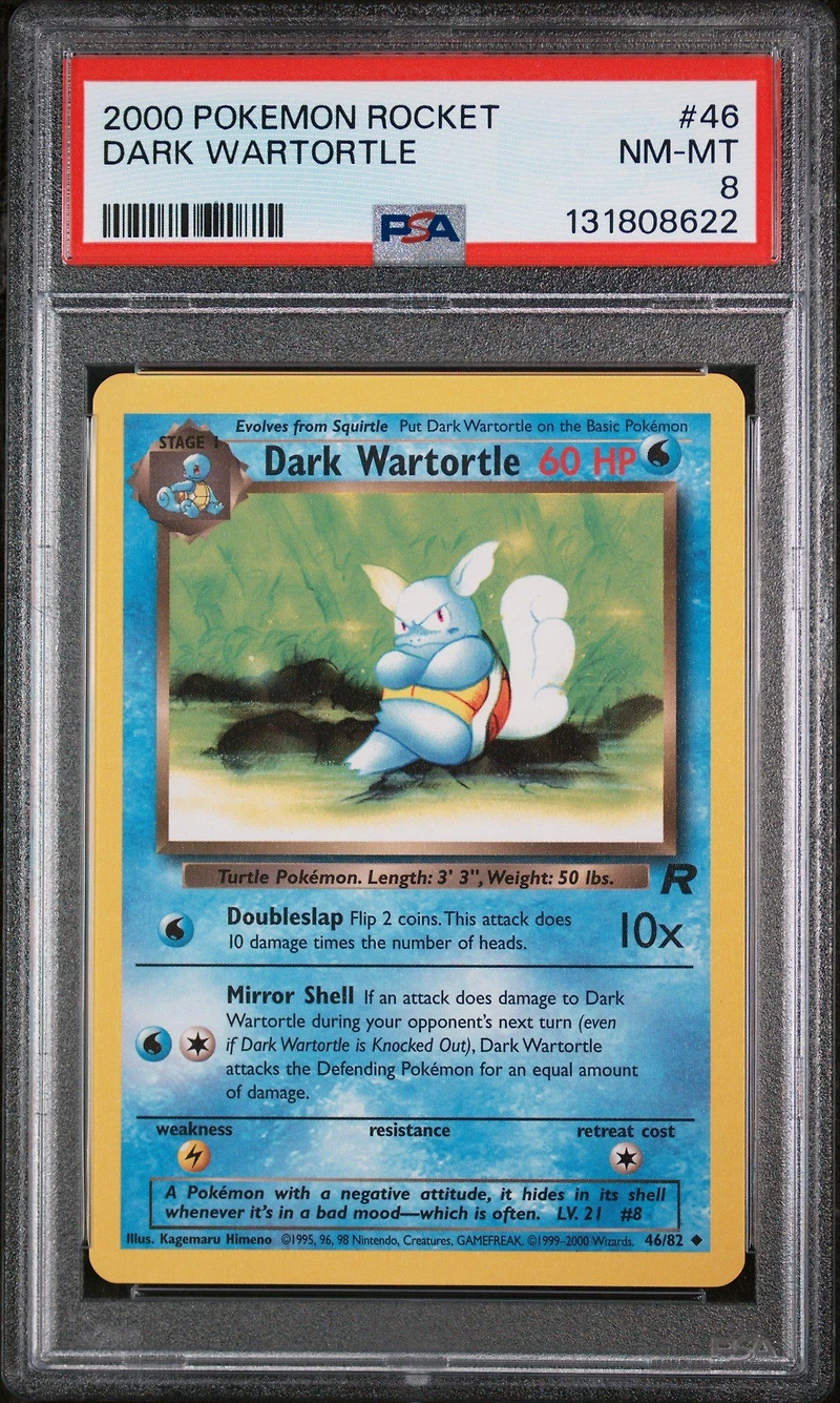 2000 Pokemon Rocket 46 Dark Wartortle PSA 8