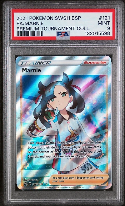 2021 Pokemon Swsh Black Star Promo 121 Full Art/marnie Marnie Premium Tournament Collection PSA 9