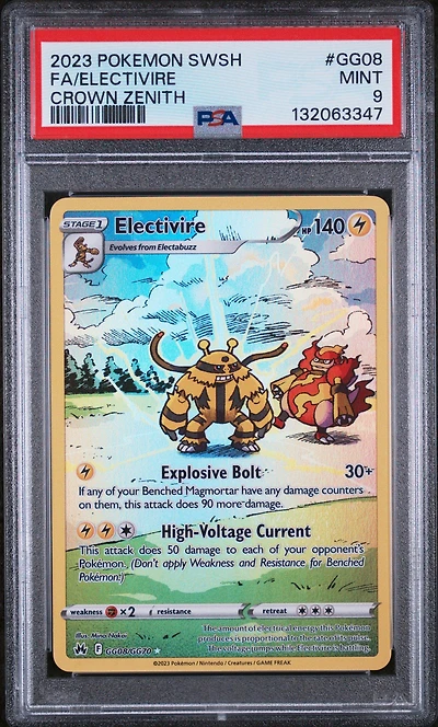 2023 Pokemon Sword And Shield Crown Zenith Gg08 Full Art/electivire PSA 9