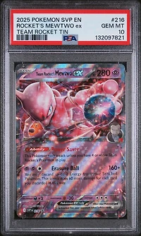 2025 Pokemon Svp En-sv Black Star Promo 216 Team Rocket's Mewtwo Ex Team Rocket Tin PSA 10