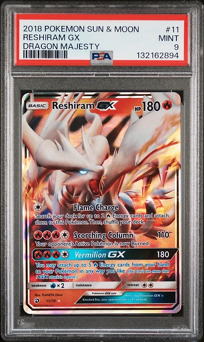 2018 Pokemon Sun & Moon Dragon Majesty 11 Reshiram Gx PSA 9