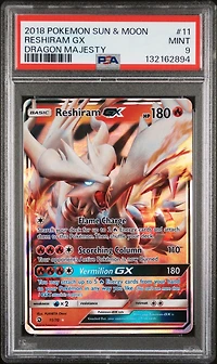 2018 Pokemon Sun & Moon Dragon Majesty 11 Reshiram Gx PSA 9