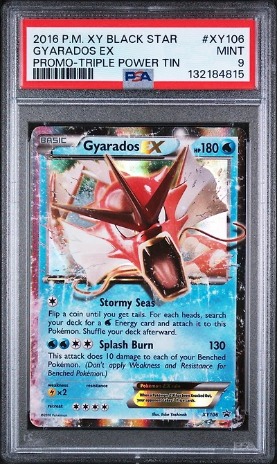 2016 Pokemon Xy Black Star Promo Xy106 Gyarados Ex Triple Power Tin PSA 9