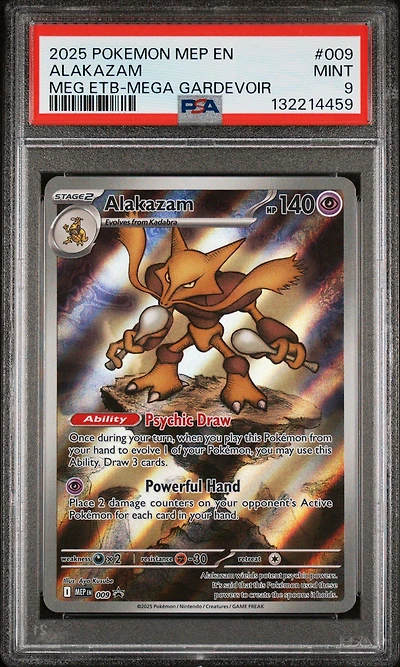 2025 Pokemon Mep En-me Black Star Promo 009 Alakazam Mega Evolution Elite Trainer Box-mega Gardevoir PSA