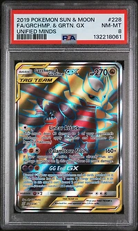 2019 Pokemon Sun & Moon Unified Minds 228 Full Art/garchomp & Giratina Gx PSA 8