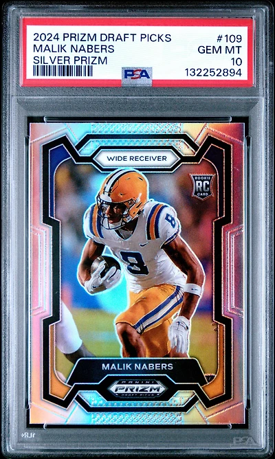 2024 Panini Prizm Draft Picks 109 Malik Nabers Silver Prizm PSA 10