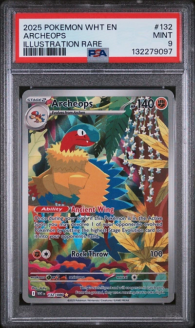 2025 Pokemon Wht En-white Flare 132 Archeops Illustration Rare PSA 9