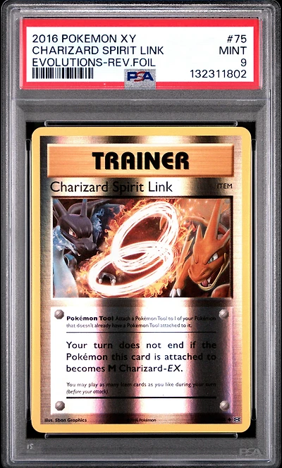 2016 Pokemon Xy Evolutions 75 Charizard Spirit Link-reverse Foil PSA 9