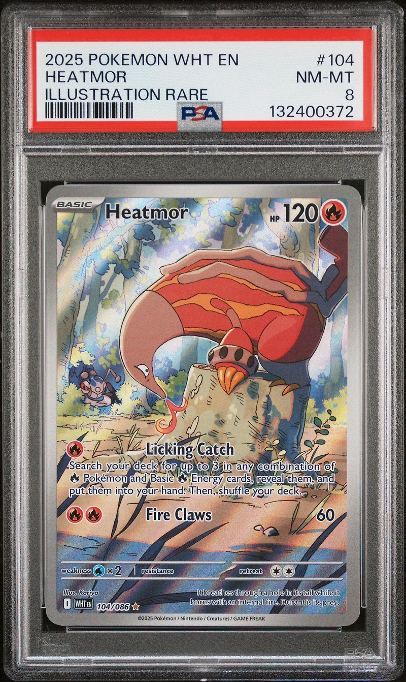 2025 Pokemon Wht En-white Flare 104 Heatmor Illustration Rare PSA 8