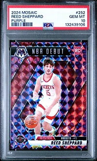 2024 Panini Mosaic 252 Reed Sheppard Purple PSA 10
