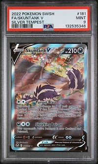 2022 Pokemon Sword & Shield Silver Tempest 181 Full Art/skuntank V PSA 9