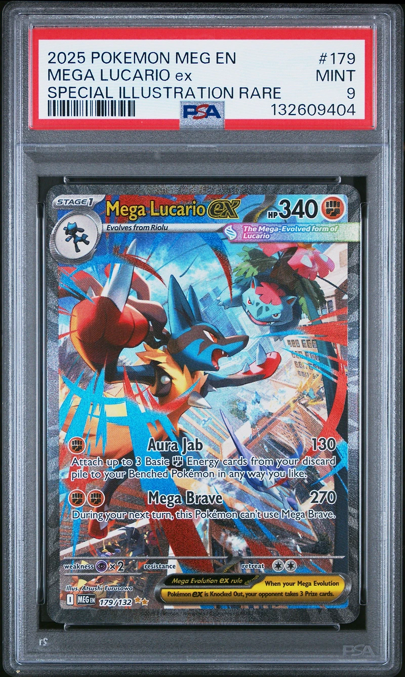 2025 Pokemon Meg En-mega Evolution 179 Mega Lucario Ex Special Illustration Rare PSA