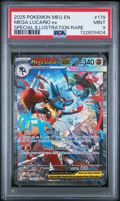 2025 Pokemon Meg En-mega Evolution 179 Mega Lucario Ex Special Illustration Rare PSA