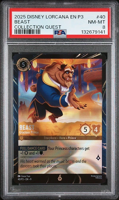 2025 Disney Lorcana En P3-promo 40 Beast - Gracious Prince Collection Quest PSA 8