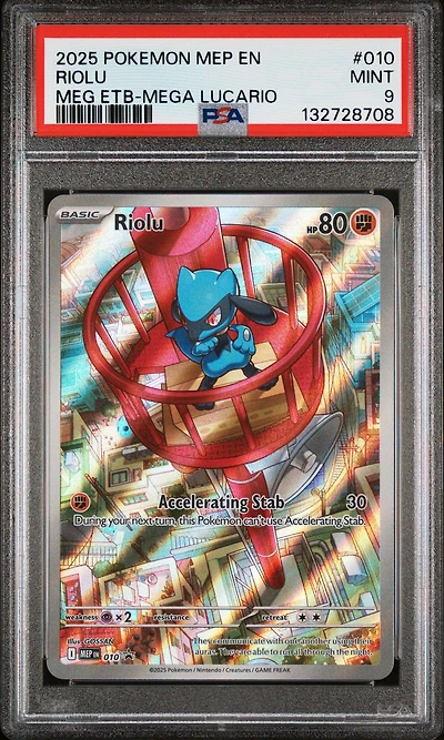 2025 Pokemon Mep En-me Black Star Promo 010 Riolu Mega Evolution Elite Trainer Box-mega Lucario PSA