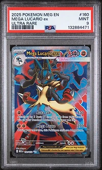 2025 Pokemon Meg En-mega Evolution 160 Mega Lucario Ex Ultra Rare PSA