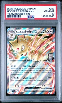 2025 Pokemon Svp En-sv Black Star Promo 218 Team Rocket's Persian Ex Team Rocket Tin PSA