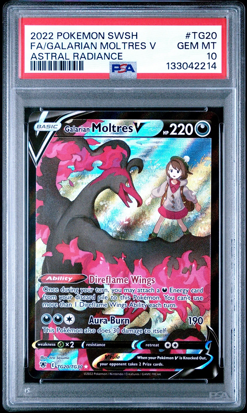 2022 Pokemon Sword & Shield Astral Radiance Tg20 Full Art/galarian Moltres V PSA 10