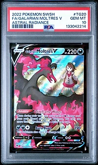 2022 Pokemon Sword & Shield Astral Radiance Tg20 Full Art/galarian Moltres V PSA 10